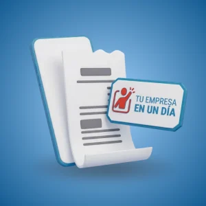 Gráfica 3D de un smartphone y documento digital con el logo oficial de Tu Empresa en un Día para la constitución de sociedades en Chile.